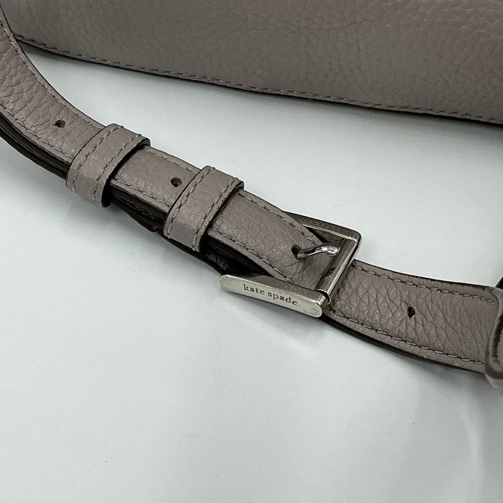 Kate Spade New York Pebbled Leather Dome‎ Backpack Taupe Grey Silver Hardware